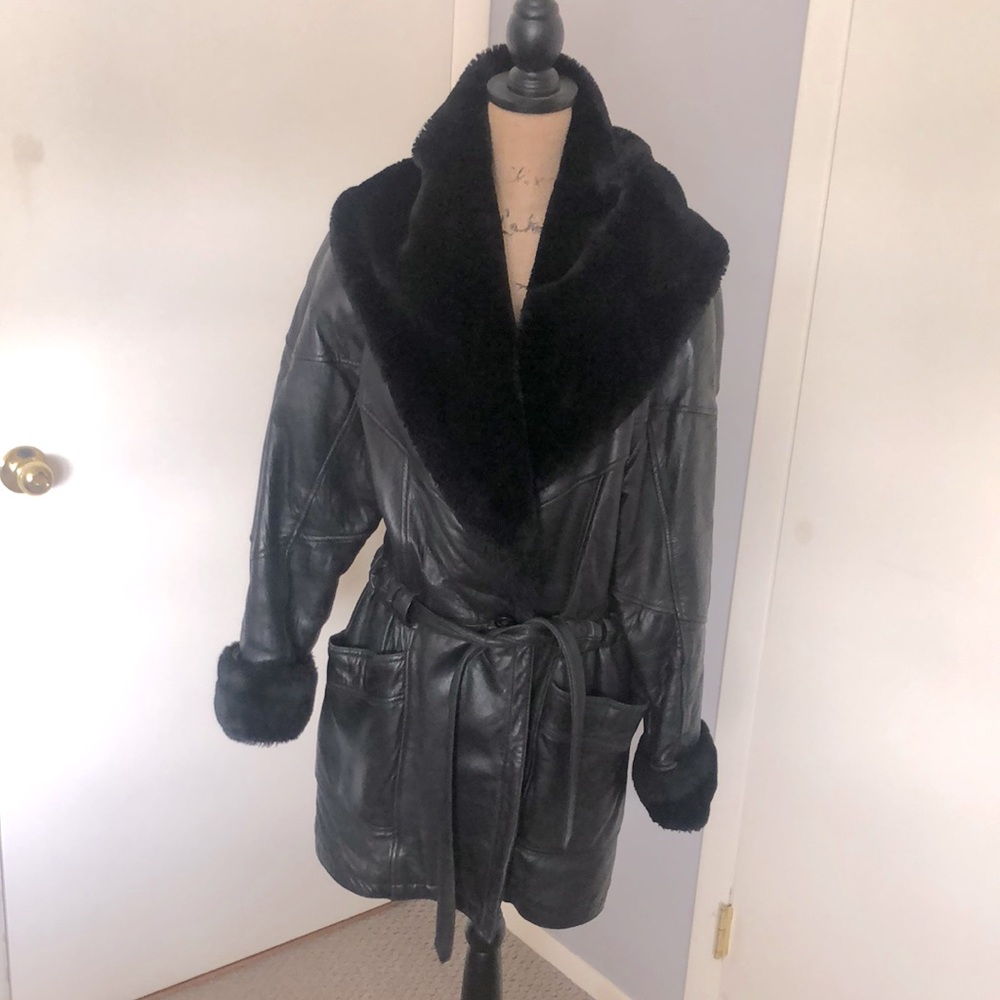 Miropa leather hooded coat